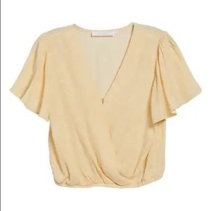 ASTR THE LABEL Flutter Sleeve Surplice Top